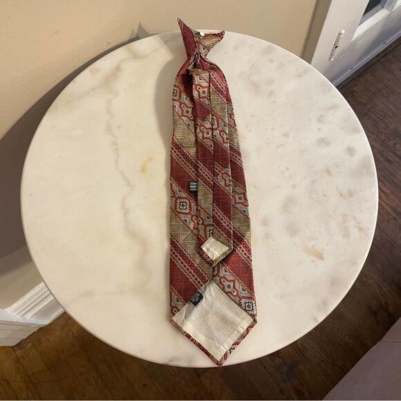 Vintage Sears “The Mens Store” Clip Tie red gold gray black - Picture 6 of 8